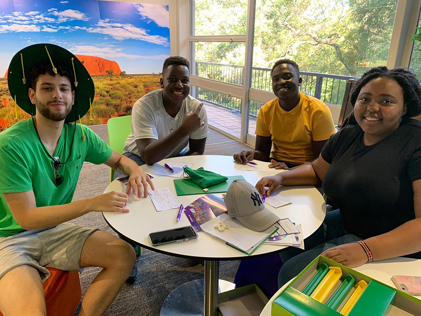 International students in the Arrival Lounge during Welcome Weeks