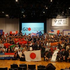 Students attending the G20 YEA Summit in Fukuoka, Japan