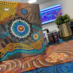 Dot art painting from previous workshop with Indigenous Artist Ang Bennett 