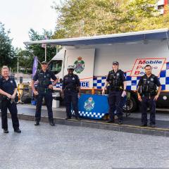 Mobile police beat police truck