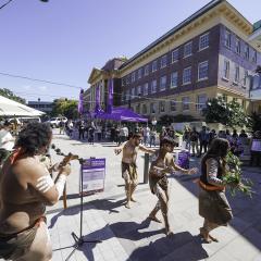 Aboriginal men dancing at Herston campus