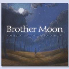 Cover of book, with "Brother Moon" in white writing on top of artwork of Australian bushland at night