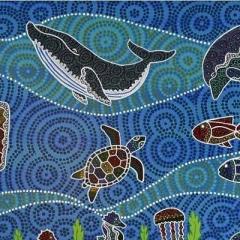 Ocean life art by contemporary Aboriginal artist Ang Bennett